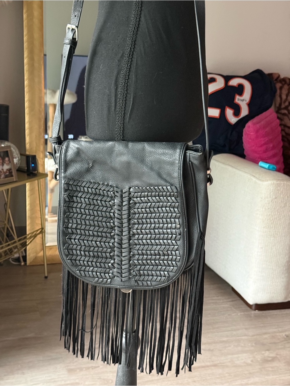 BCBGeneration Black Braided Fringe Crossbody - Picture 4 of 8